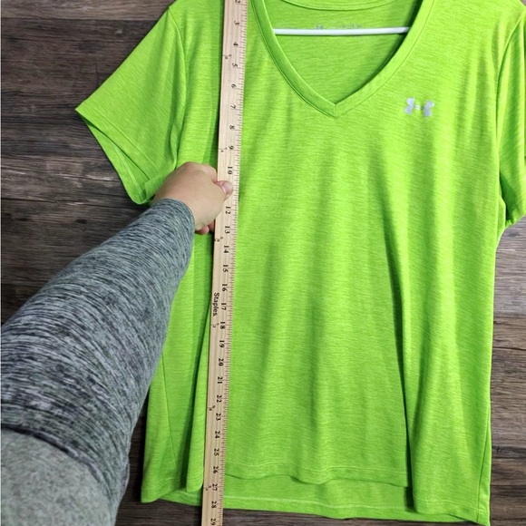 Under Armour Bright Green V-Neck Short Sleeve Tee - Picture 4 of 10